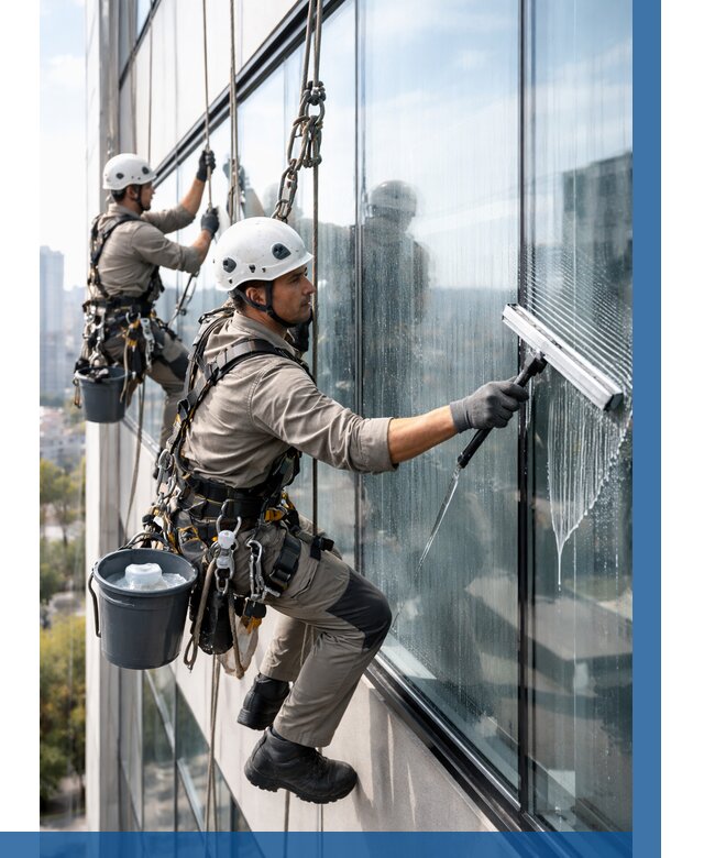 Мойка окон альпинистами в Новосибирске от 4575 р. | ВЫСОТНИК-Нвс