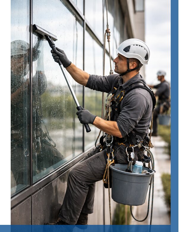 Мойка стеклянных фасадов в Новосибирске от 203 р. | ВЫСОТНИК-Нвс