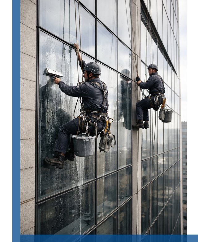 Профессиональная мойка стеклянных фасадов зданий в Новосибирске