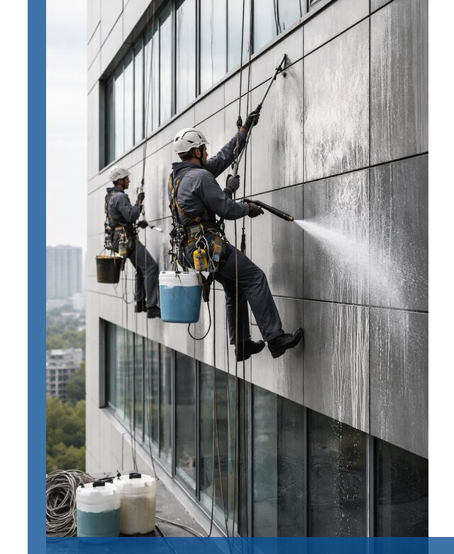 Профессиональная мойка вентилируемых фасадов в Новосибирске