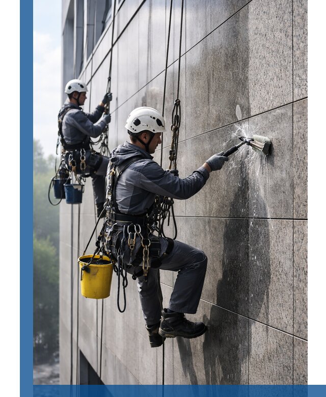 Профессиональная мойка фасада из керамогранита в Новосибирске