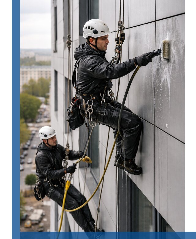 Профессиональная мойка фасада из композита в Новосибирске