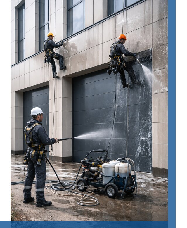 Послестроительная мойка фасада в Новосибирске от 305 р. | ВЫСОТНИК-Нвс