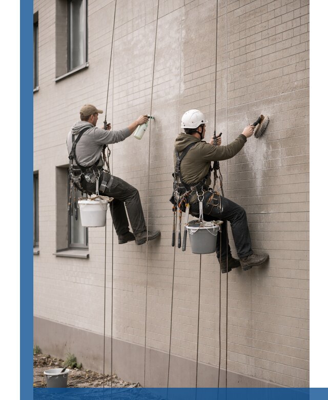 Удаление высолов с фасада зданий в Новосибирске без повреждений и следов