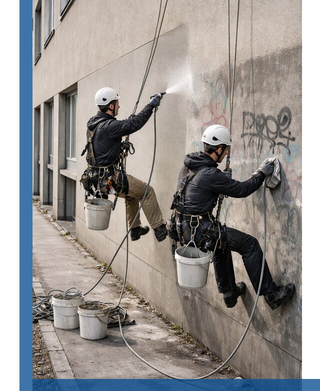 Антиграффити покрытие фасада с защитой от надписей в Новосибирске