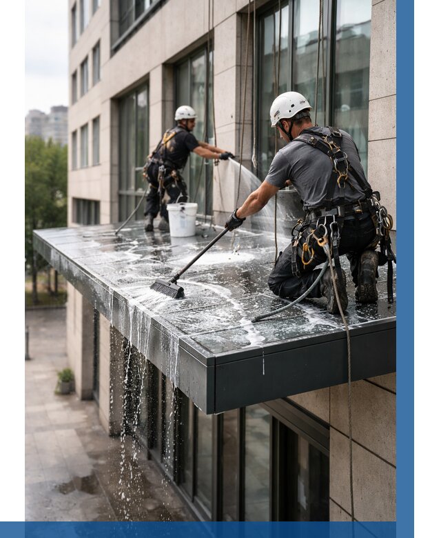 Мойка козырьков и навесов в Новосибирске от 3558 р. | ВЫСОТНИК-Нвс