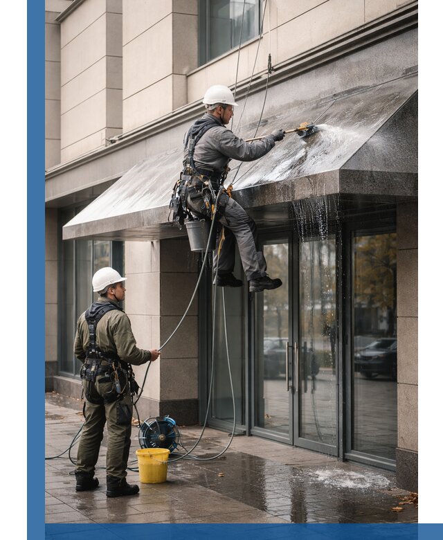 Профессиональная мойка козырьков и навесов в Новосибирске