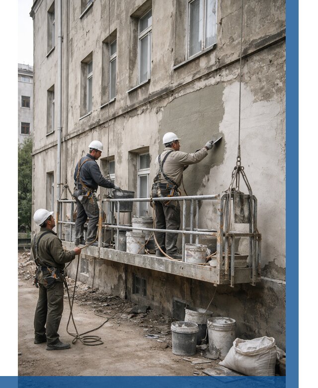 Капитальный ремонт фасада в Новосибирске от 4270 р. | ВЫСОТНИК-Нвс