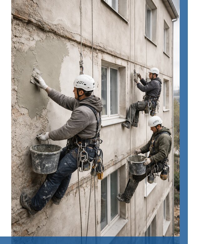 Ремонт штукатурного фасада в Новосибирске от 762 р. под ключ | ВЫСОТНИК-Нвс