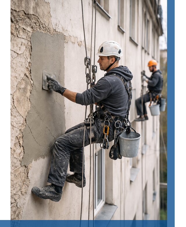 Восстановление штукатурки фасада в Новосибирске от 1220 р. | ВЫСОТНИК-Нвс