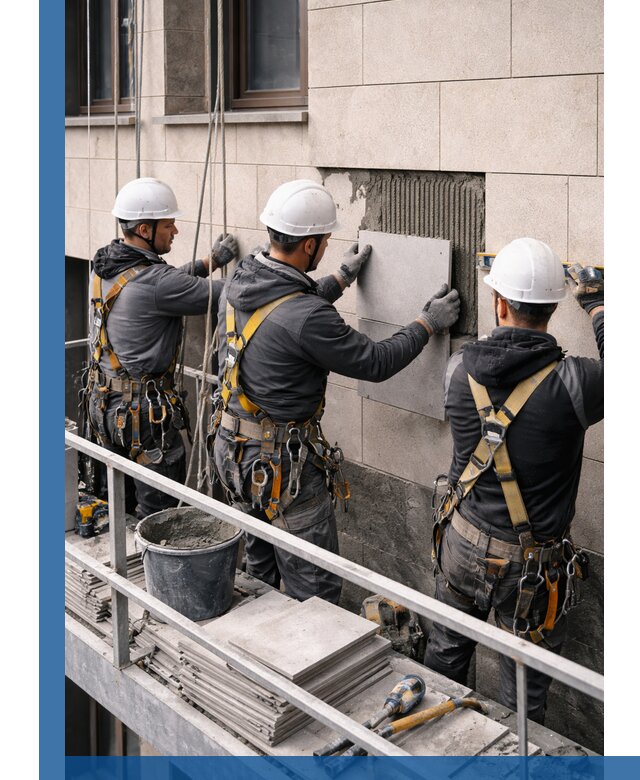 Ремонт облицовки фасада плиткой в Новосибирске с гарантией