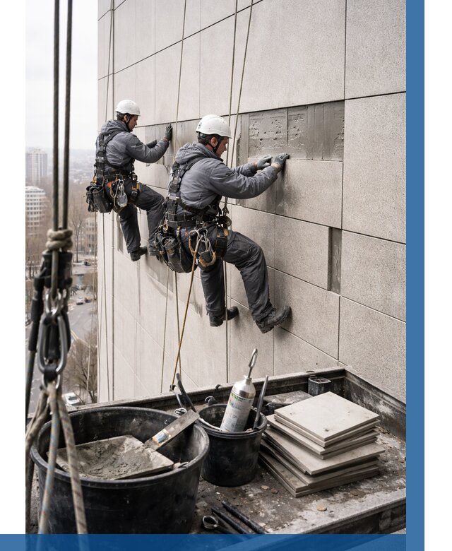 Ремонт фасада из керамогранита в Новосибирске от 2542 р. | ВЫСОТНИК-Нвс