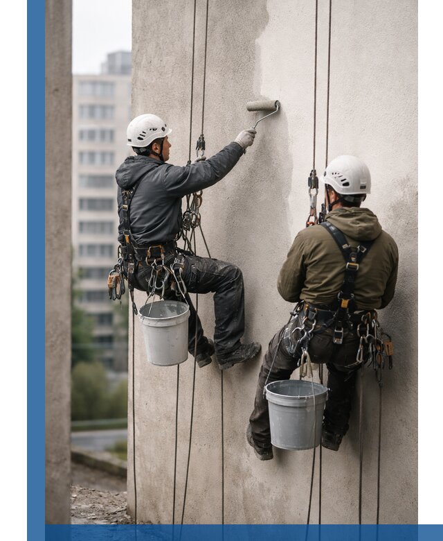 Покраска фасадов высотными альпинистами в Новосибирске с гарантией