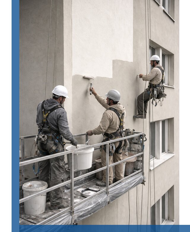 Покраска оштукатуренного фасада в Новосибирске под ключ с гарантией