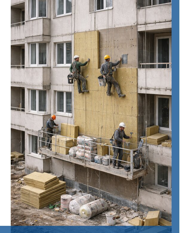 Утепление фасада минватой в Новосибирске от 1525 р. | ВЫСОТНИК-Нвс