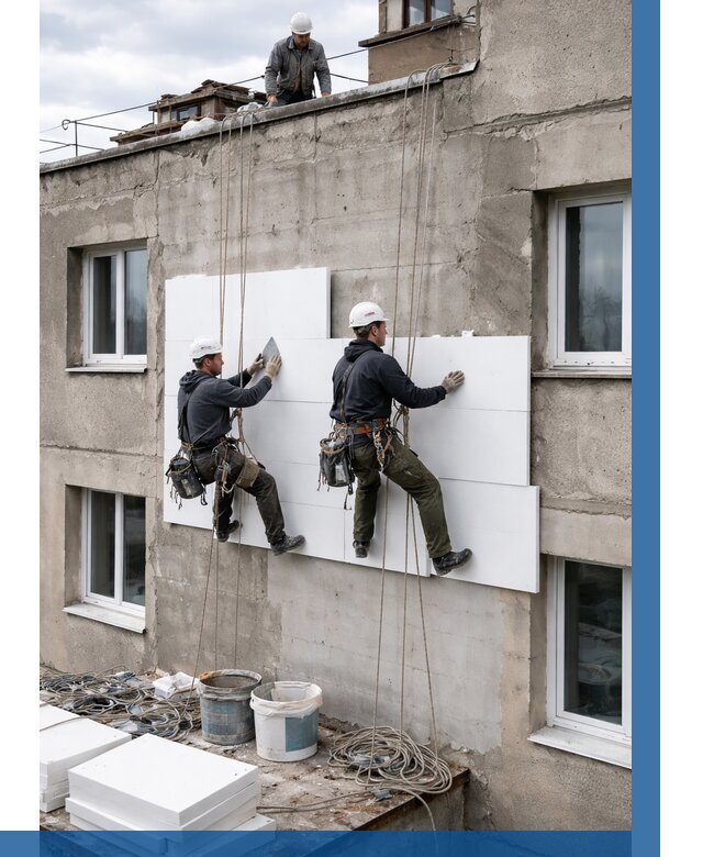 Утепление фасада пенополистиролом в Новосибирске от 1830 р. | ВЫСОТНИК-Нвс