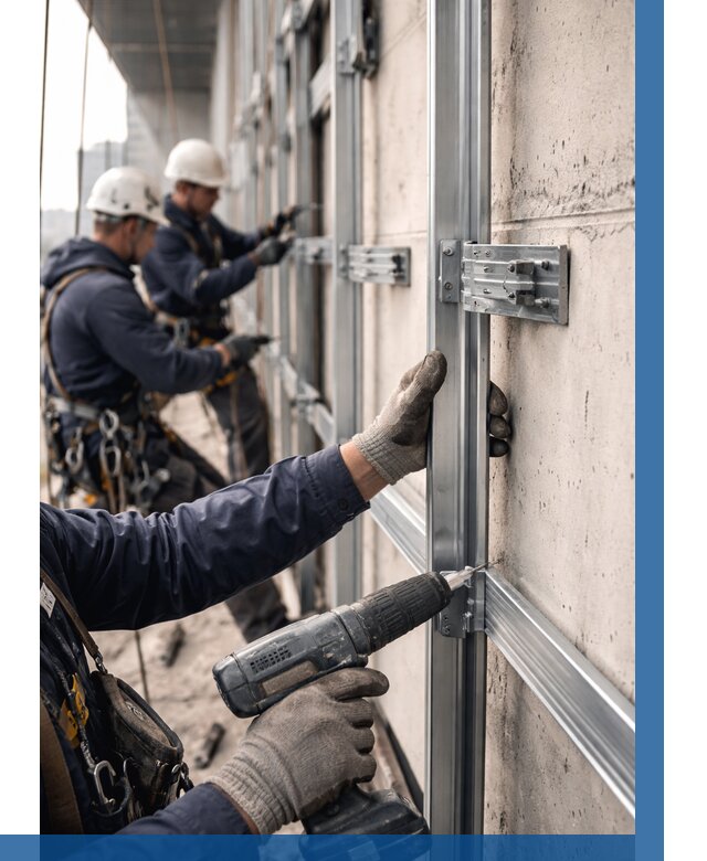 Монтаж подсистемы вентфасада в Новосибирске от 864 р. | ВЫСОТНИК-Нвс