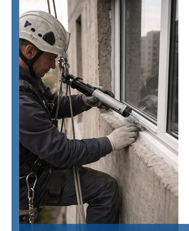 Герметизация оконных швов снаружи в Новосибирске профессионально