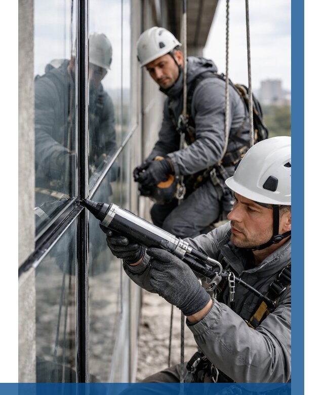 Герметизация витражных швов в Новосибирске от 661 р. | ВЫСОТНИК-Нвс