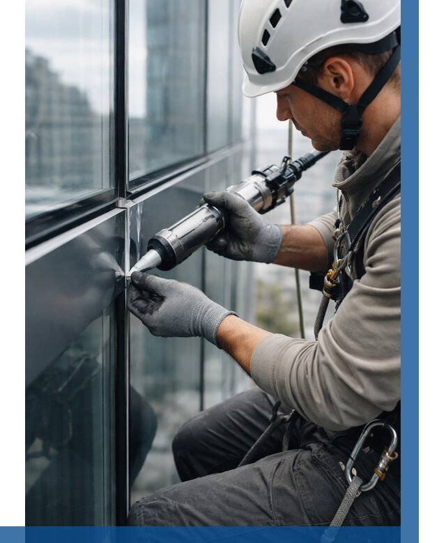 Герметизация стыков витража в Новосибирске от 1220 р. | ВЫСОТНИК-Нвс