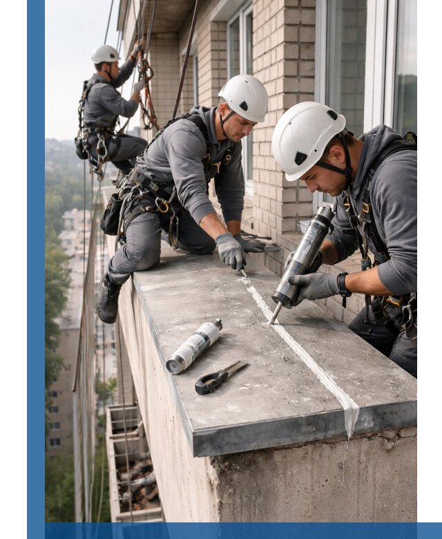 Герметизация балконного козырька в Новосибирске профессионально