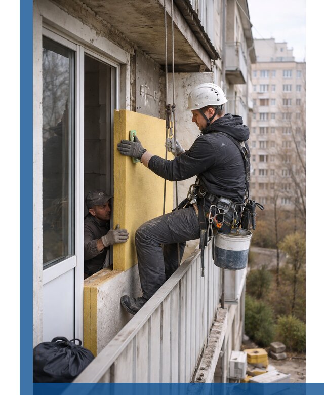 Профессиональное утепление балкона снаружи в Новосибирске под ключ