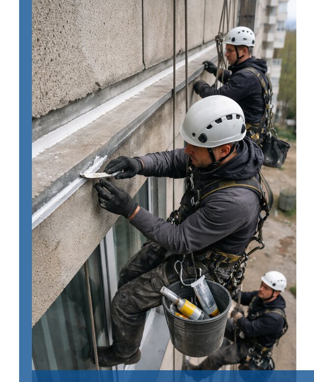 Герметизация примыкания балкона в Новосибирске под ключ с гарантией