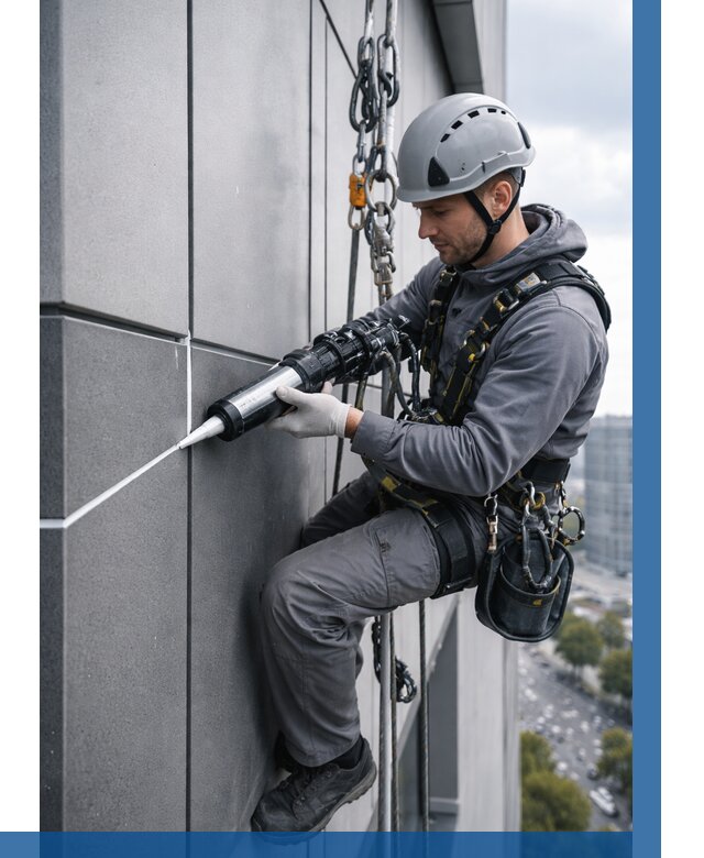 Герметизация стыков фасадных панелей в Новосибирске от 6608 р.| ВЫСОТНИК-Нвс