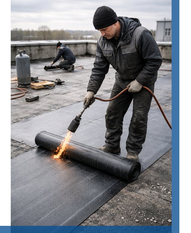 Ремонт наплавляемой кровли в Новосибирске от 712 р. | ВЫСОТНИК-Нвс