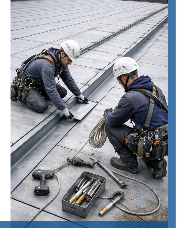 Ремонт фальцевой кровли в Новосибирске от 712 р. | ВЫСОТНИК-Нвс