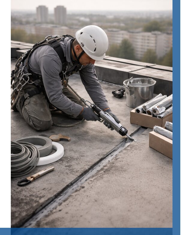 Герметизация швов кровли в Новосибирске от 457 р./м2 | ВЫСОТНИК-Нвс