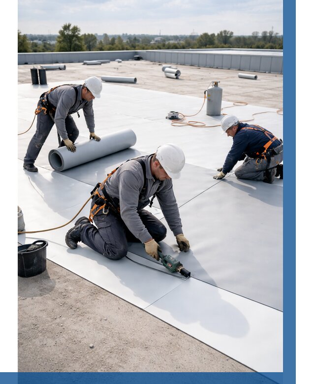 Монтаж мембранной кровли под ключ в Новосибирске от 1220 р. | ВЫСОТНИК-Нвс