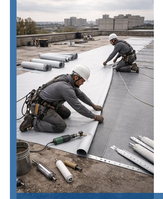 Монтаж мембранной кровли в Новосибирске для промышленных зданий