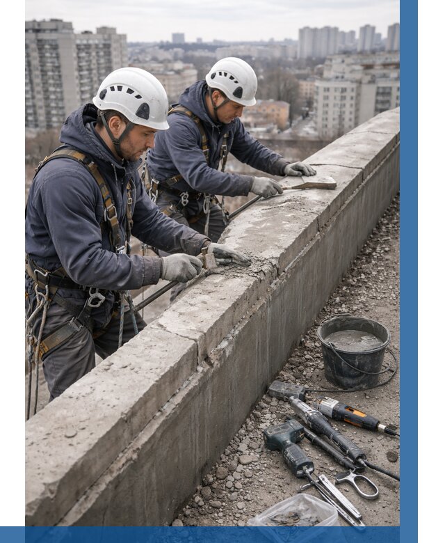 Ремонт парапета на кровле в Новосибирске от 1525 р. | ВЫСОТНИК-Нвс