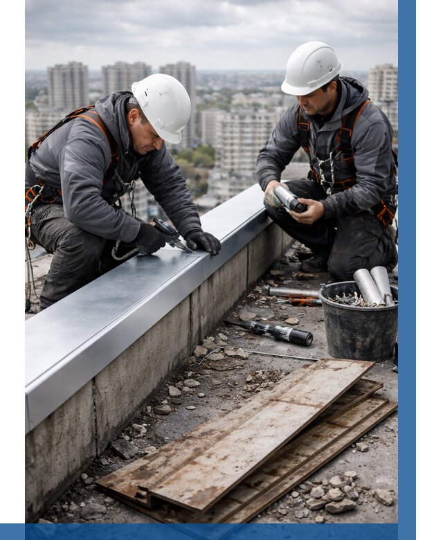 Замена парапетных крышек под ключ в Новосибирске от 1220 р. | ВЫСОТНИК-Нвс