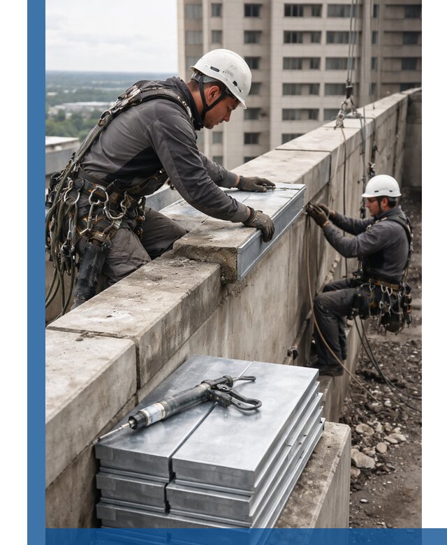 Замена парапетных крышек и установка новых в Новосибирске