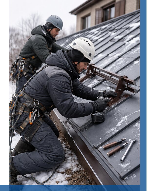 Монтаж снегозадержателей в Новосибирске от 457 р. | ВЫСОТНИК-Нвс