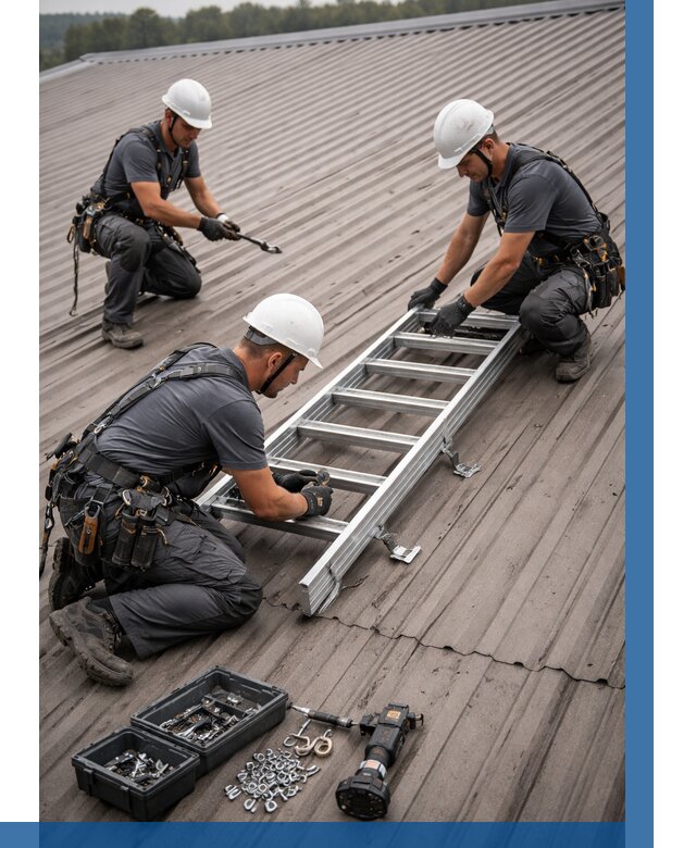 Монтаж кровельной лестницы в Новосибирске от 4575 р. | ВЫСОТНИК-Нвс