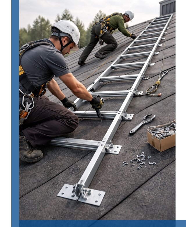 Профессиональный монтаж кровельной лестницы в Новосибирске под ключ