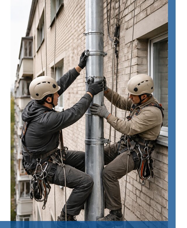 Замена водосточных труб в Новосибирске от 6608 р. | ВЫСОТНИК-Нвс