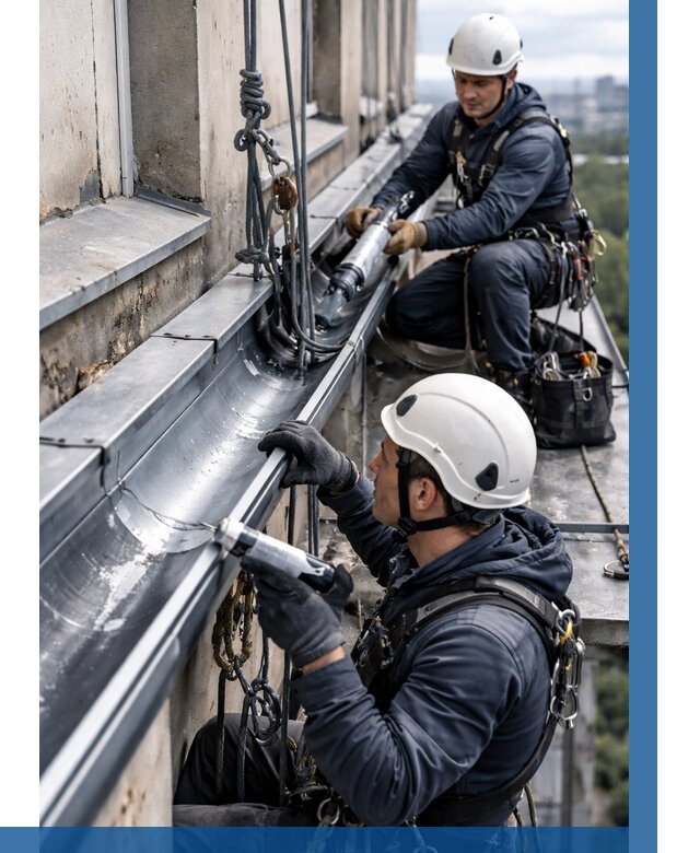 Ремонт водосточных желобов в Новосибирске от 6608 р. | ВЫСОТНИК-Нвс