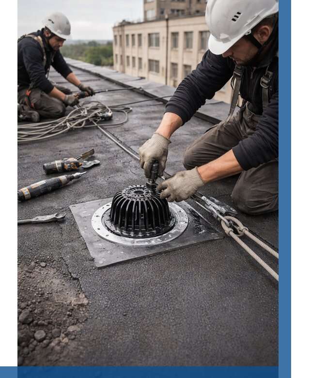 Установка водосточных воронок в Новосибирске цена от 3558 р. | ВЫСОТНИК-Нвс