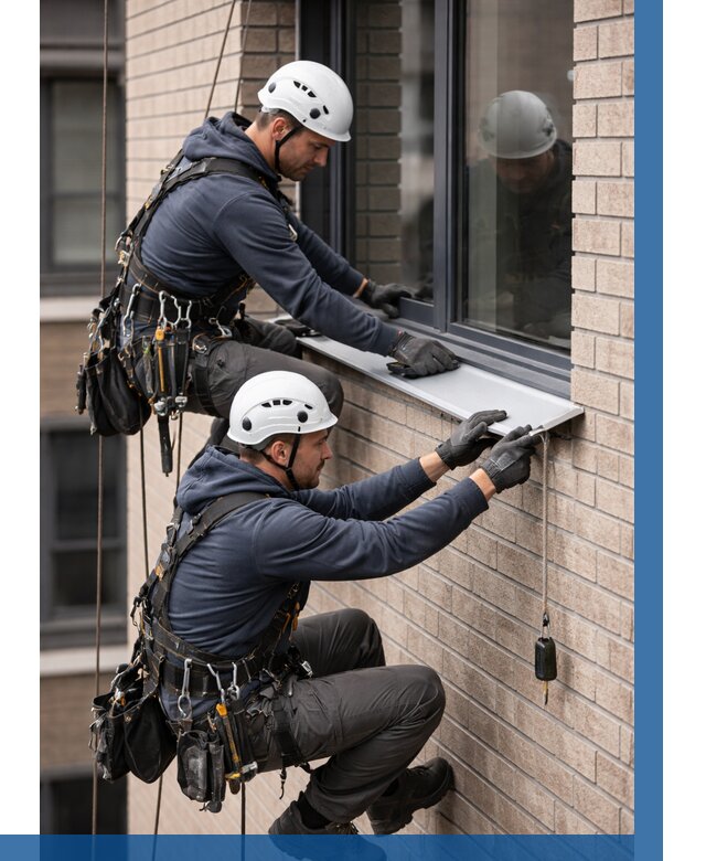 Монтаж оконных отливов под ключ в Новосибирске от 3558 р. | ВЫСОТНИК-Нвс