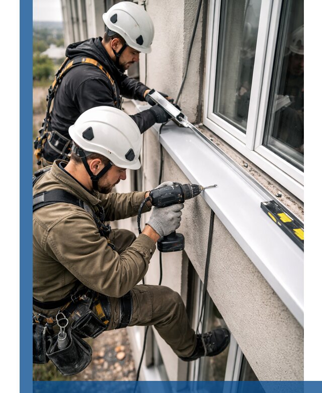 Профессиональный монтаж оконных отливов и отведения воды в Новосибирске