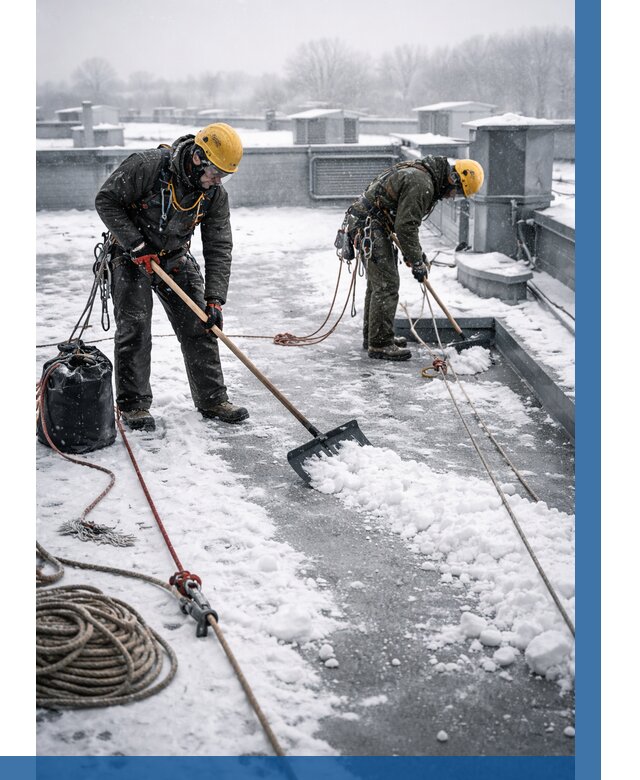 Очистка крыши от снега в Новосибирске от 7625 р. | ВЫСОТНИК-Нвс