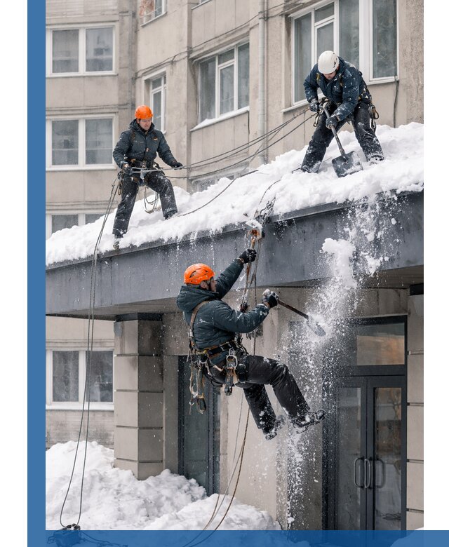 Безопасная очистка навесов от снега в Новосибирске круглогодично