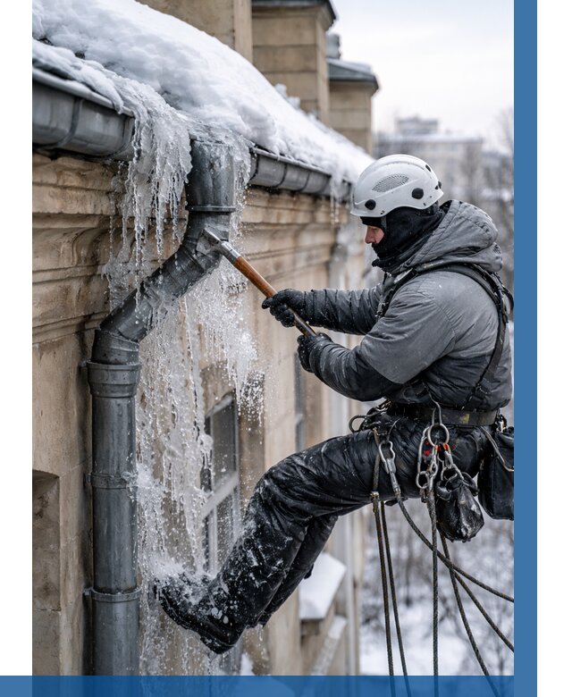 Очистка водостоков от льда в Новосибирске от 3558 р. | ВЫСОТНИК-Нвс