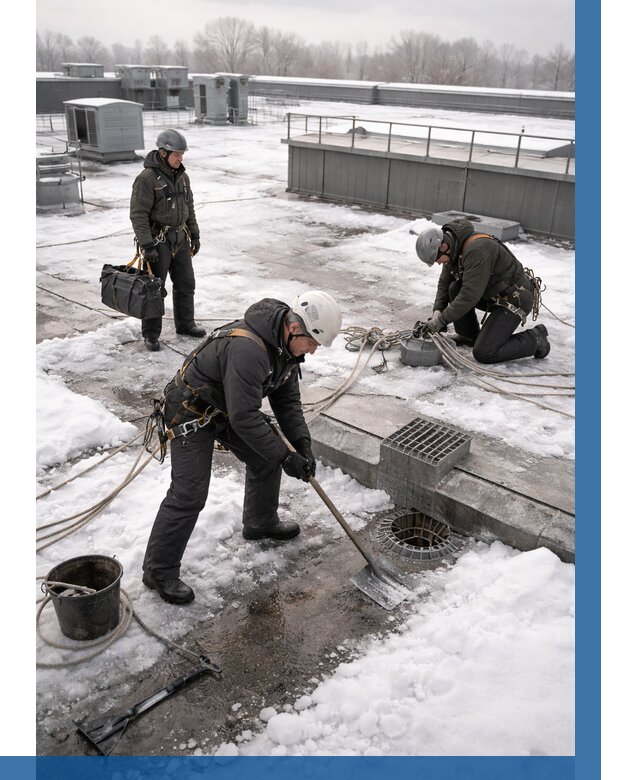 Абонентское обслуживание кровли зимой в Новосибирске от 8133 р. | ВЫСОТНИК-Нвс