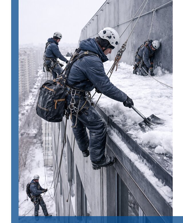 Абонентское обслуживание кровли зимой в Новосибирске регулярный уход