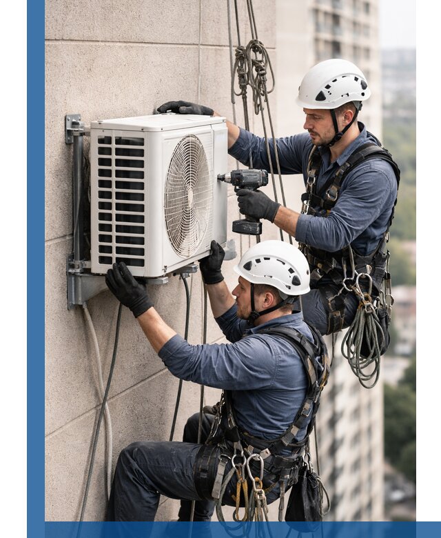 Монтаж внешнего блока кондиционера в Новосибирске установка и крепление